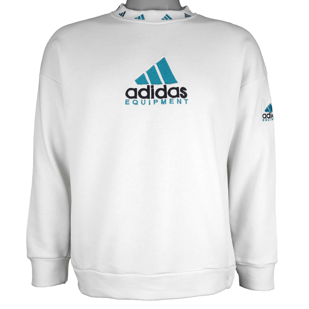 Adidas - Embroidered Logo Crew Neck Sweatshirt 1990s Medium Vintage Retro