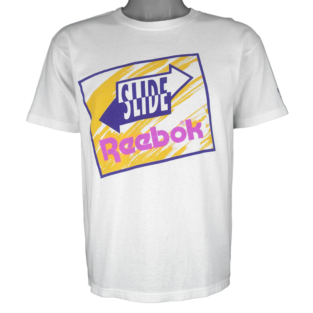 Reebok - Slide Big Spell-Out Single Stitch T-Shirt 1990s Medium