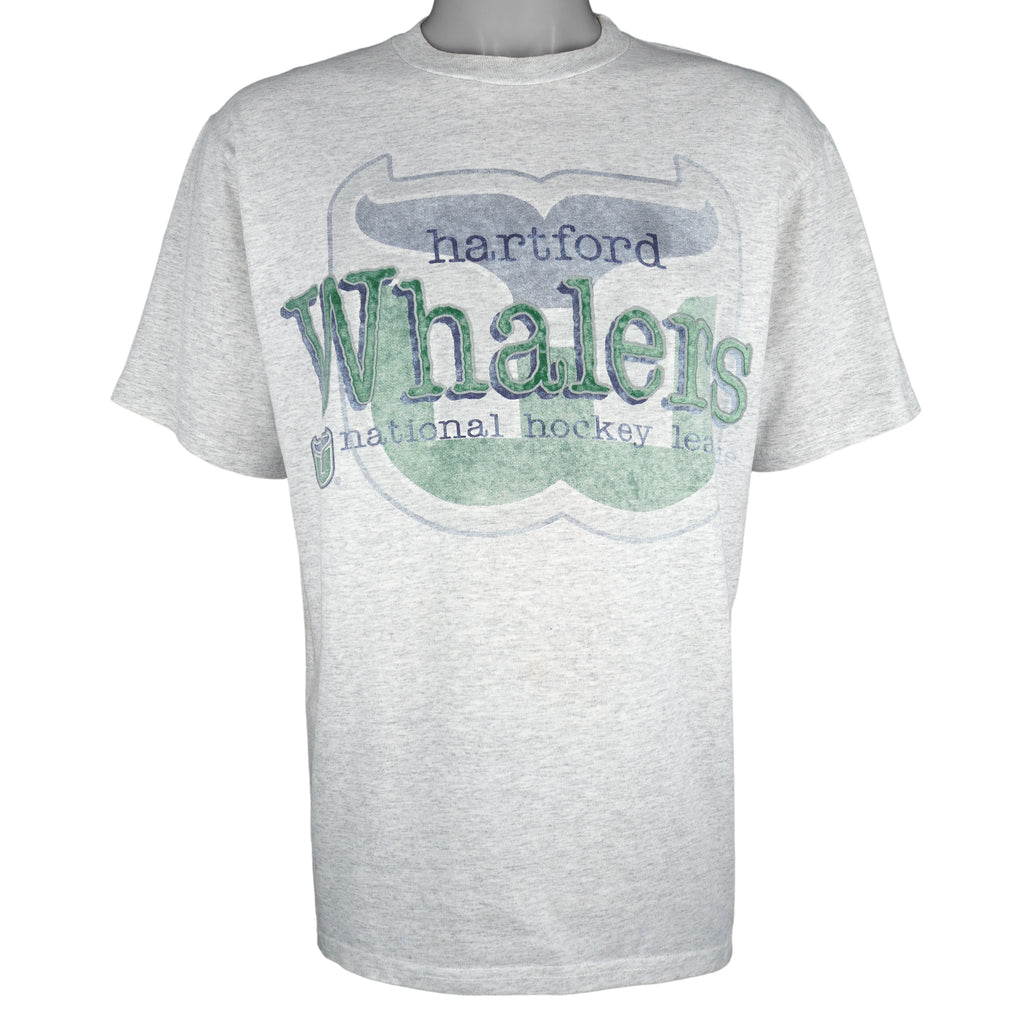 NHL (Chalk Line) - Hartford Whalers Spell-Out T-Shirt 1990s Large Vintage Retro Hockey