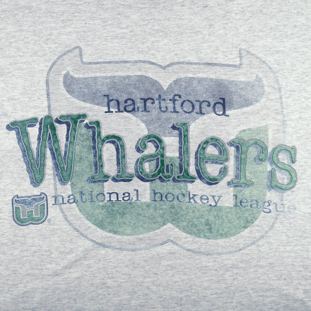 NHL (Chalk Line) - Hartford Whalers Spell-Out T-Shirt 1990s Large Vintage Retro Hockey