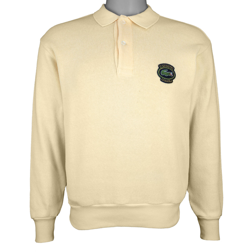 Lacoste - Yellow 1/4 Button-Up Sweatshirt 1990s Medium Vintage Retro