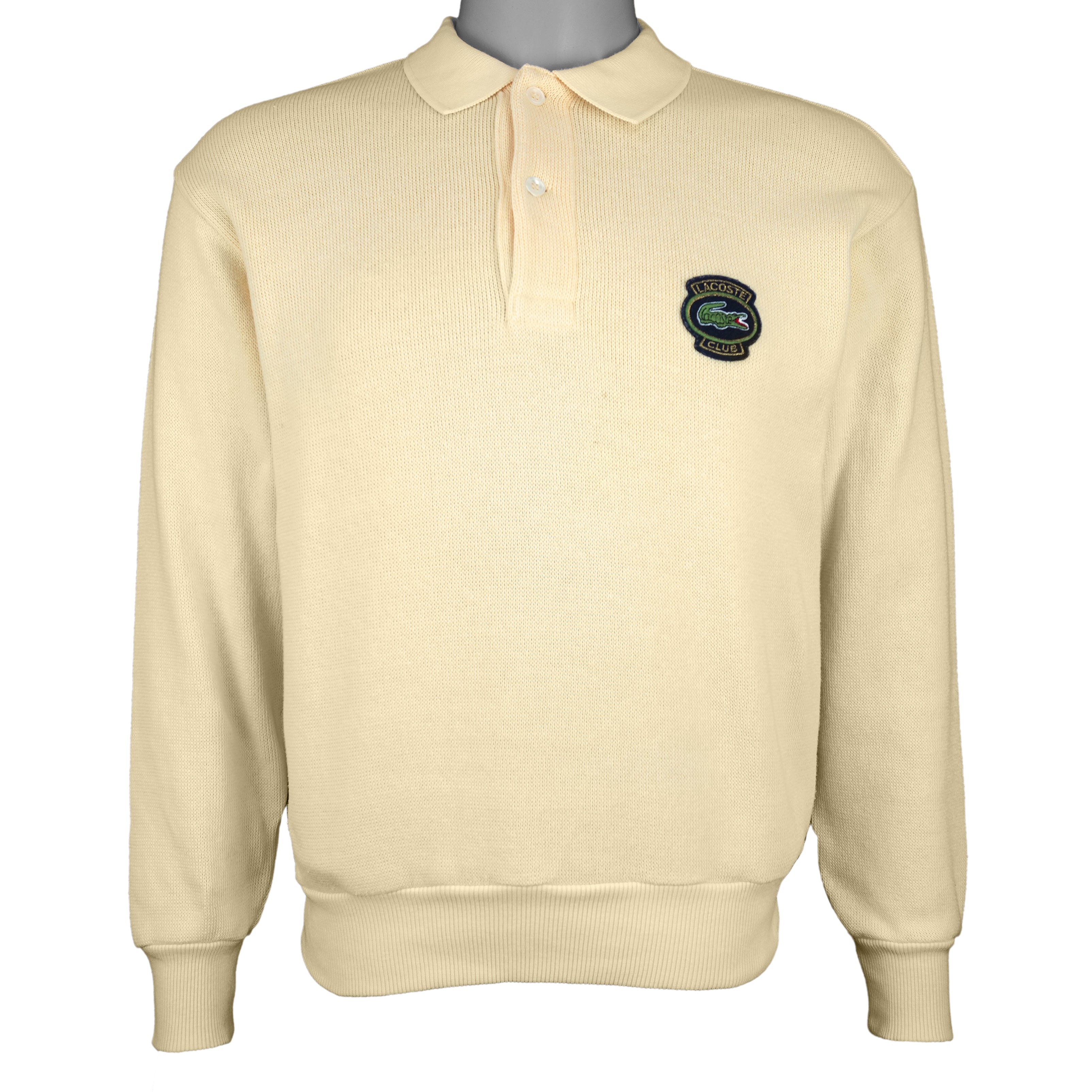 Lacoste - Yellow 1/4 Button-Up Sweatshirt 1990s Medium Vintage Retro