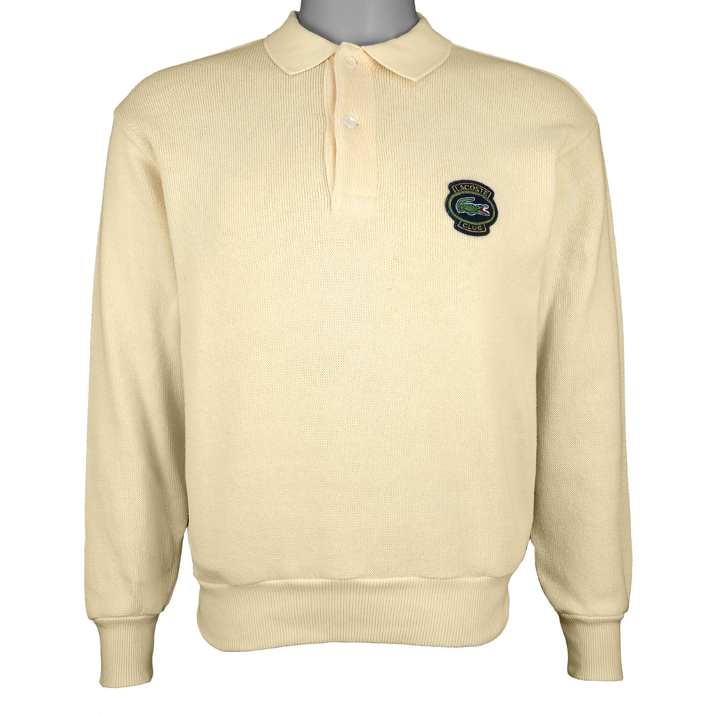 Lacoste - Yellow 1/4 Button-Up Sweatshirt 1990s Medium Vintage Retro