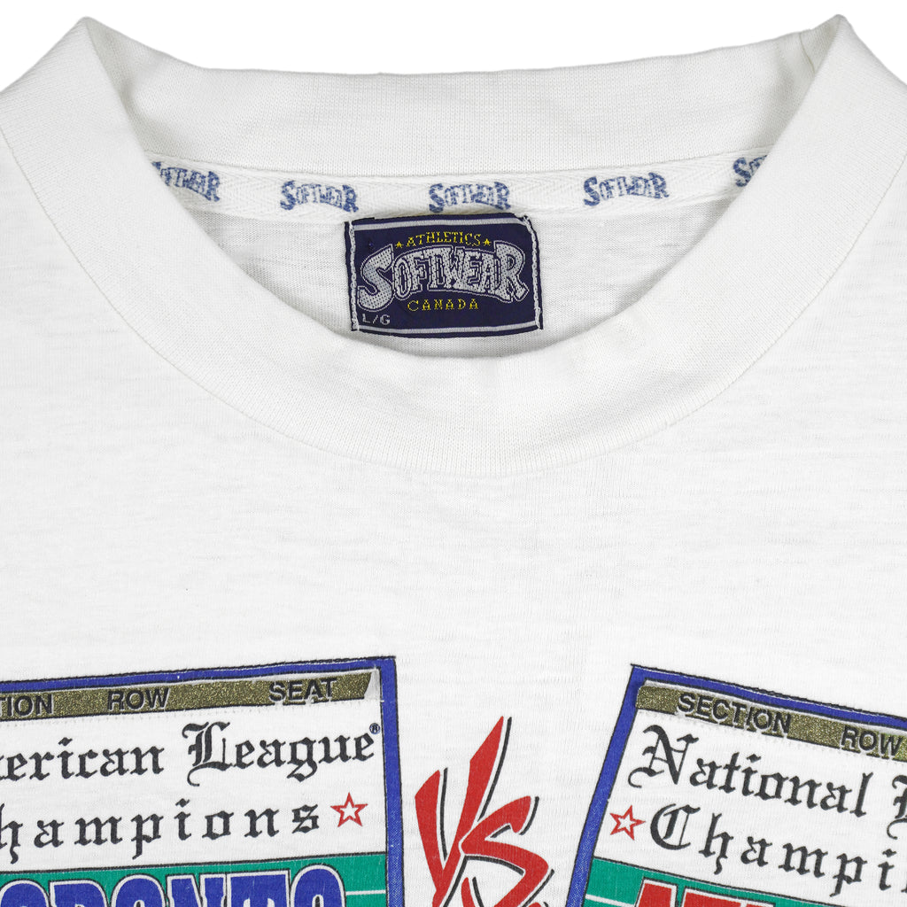 MLB (Softwear) - Atlanta Braves VS Toronto Blue Jays World Series T-Shirt 1992 Large Vintage Retro Baseball