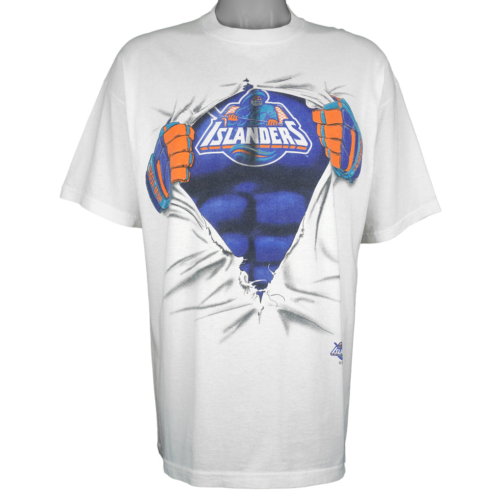 NHL (College Concepts) - New York Islanders Single Stitch T-Shirt 1990s X-Large Vintage Retro Hockey