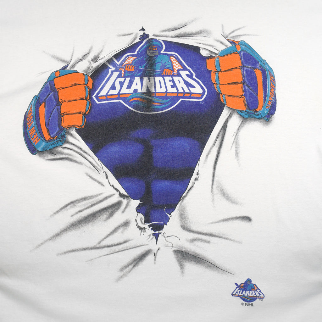 NHL (College Concepts) - New York Islanders Single Stitch T-Shirt 1990s X-Large Vintage Retro Hockey
