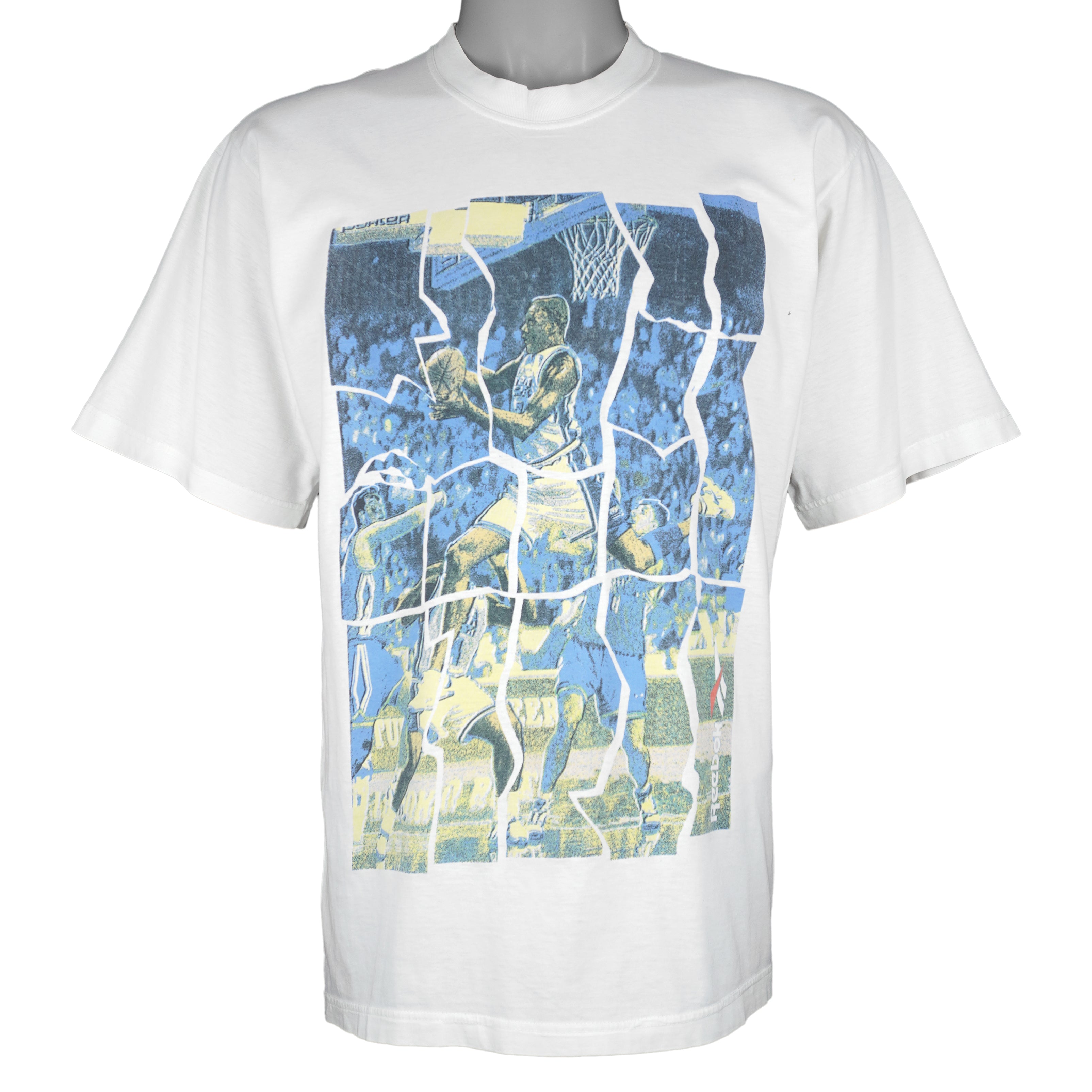 Reebok - Broken Glass Basketball T-Shirt 1990s Medium Vintage Retro Basketball
