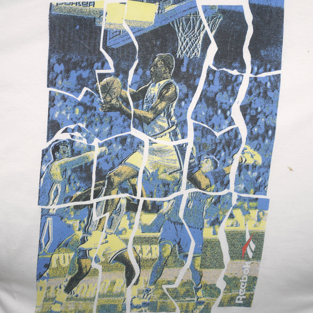 Reebok - Broken Glass Basketball T-Shirt 1990s Medium Vintage Retro Basketball