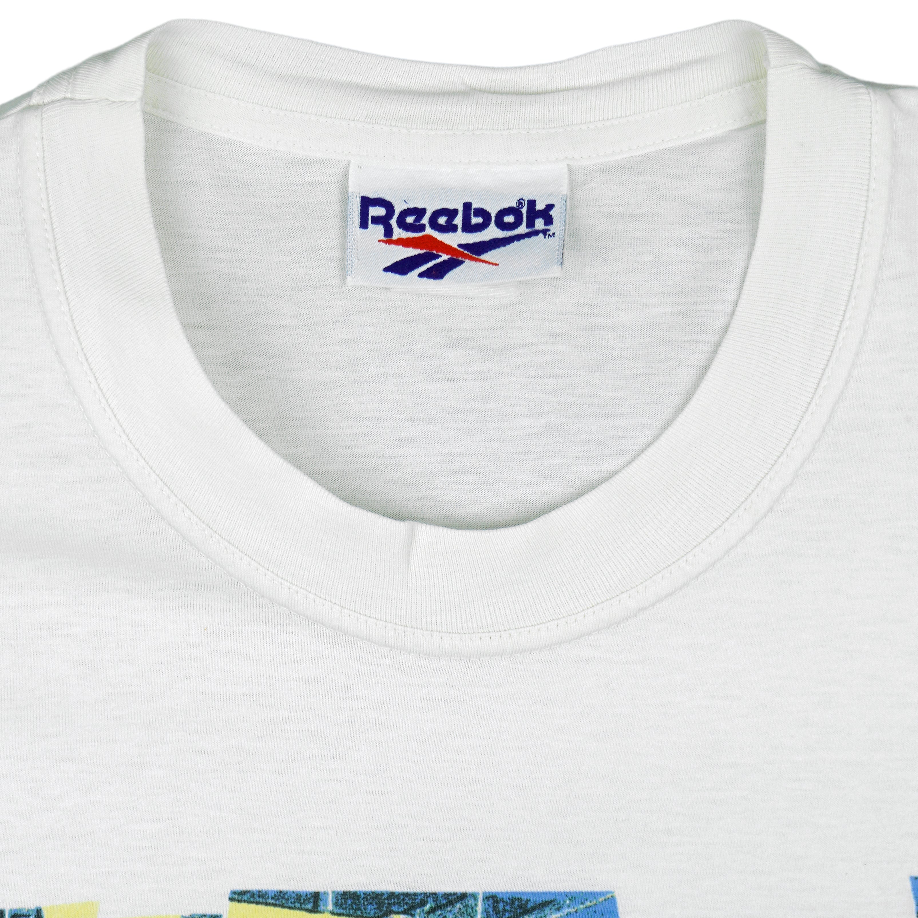 Reebok - Broken Glass Basketball T-Shirt 1990s Medium Vintage Retro Basketball