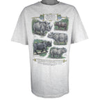 Vintage (Hanes) - Rhinos of the World Educational Animal Print T-Shirt 1990s X-Large Vintage Retro