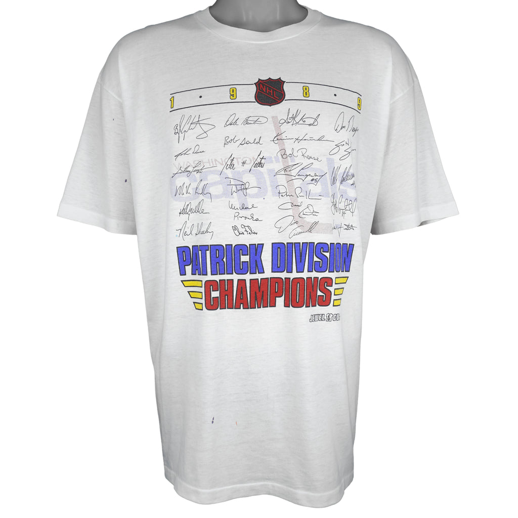 NHL (Hanes)- Washington Capitals Patrick Division Autographed T-Shirt 1989 XX-Large Vintage Retro Hockey