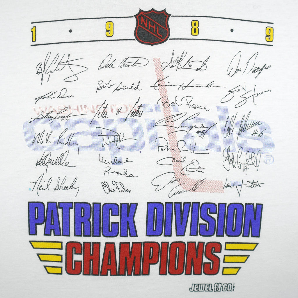 NHL (Hanes)- Washington Capitals Patrick Division Autographed T-Shirt 1989 XX-Large Vintage Retro Hockey