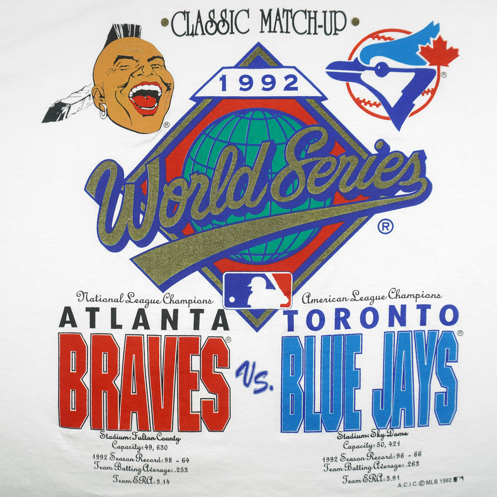 MLB (Softwear) - Braves VS Blue Jays World Series Classic Matchup T-Shirt 1992 Small Vintage Retro Baseball