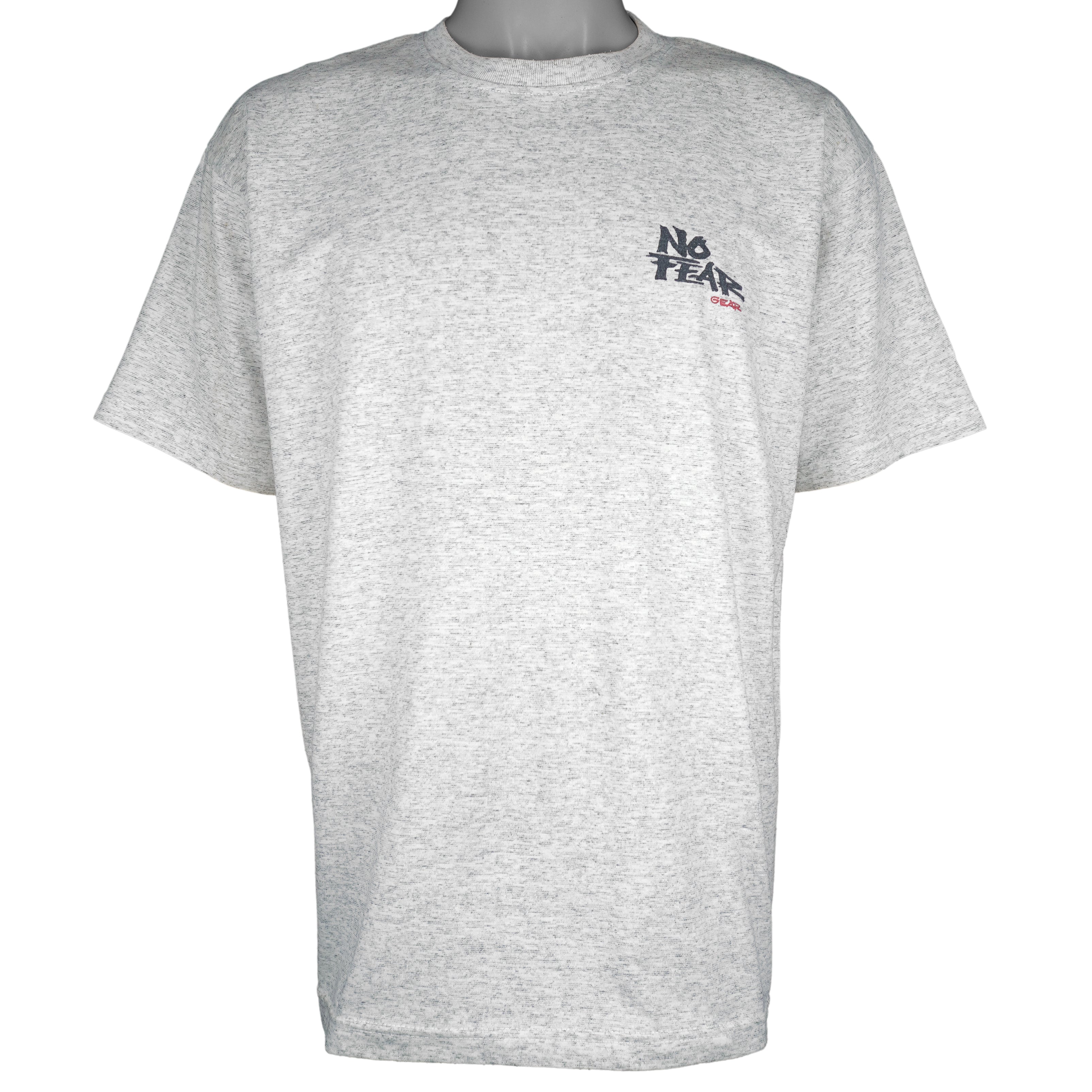 Vintage (No Fear) - Wherever The Fear May Be Look It In The Eyes T-Shirt 1990s Large Vintage Retro