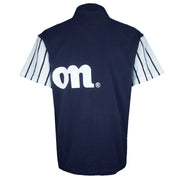 Wilson - White & Blue Pro Staff Spell-Out 1/4 Button-Up T-Shirt 1990s Medium Vintage Retro