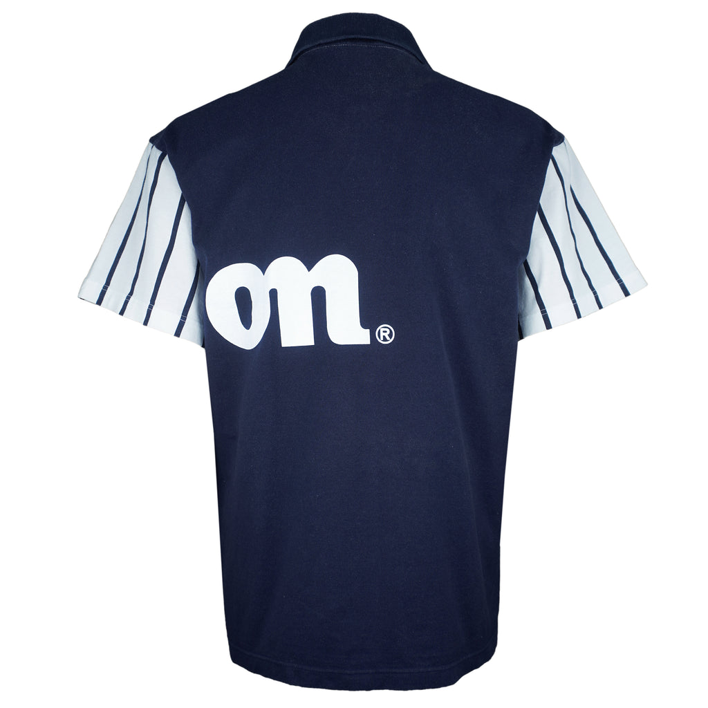 Wilson - White & Blue Pro Staff Spell-Out 1/4 Button-Up T-Shirt 1990s Medium Vintage Retro