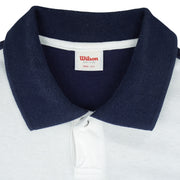 Wilson - White & Blue Pro Staff Spell-Out 1/4 Button-Up T-Shirt 1990s Medium Vintage Retro