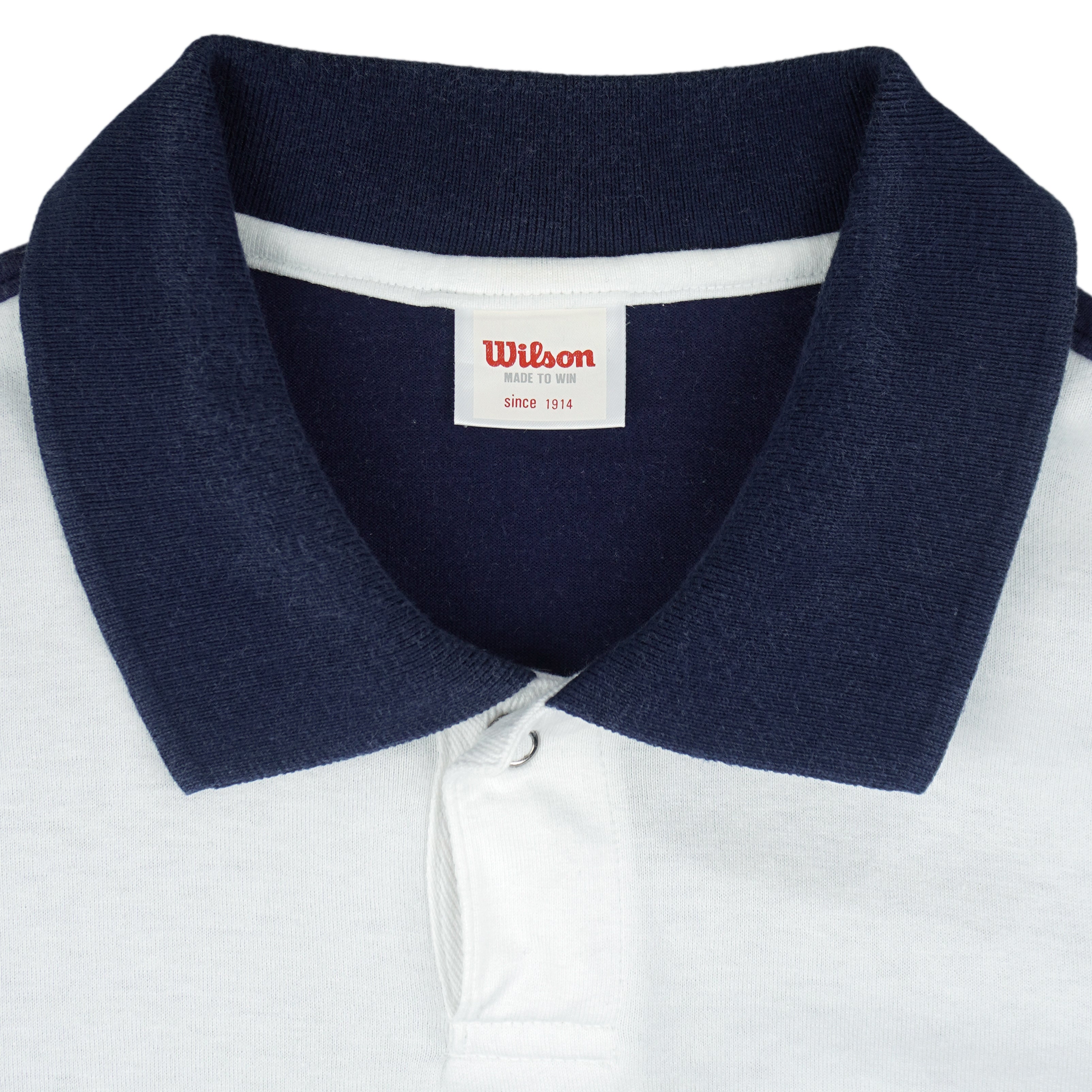Wilson - White & Blue Pro Staff Spell-Out 1/4 Button-Up T-Shirt 1990s Medium Vintage Retro
