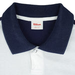 Wilson - White & Blue Pro Staff Spell-Out 1/4 Button-Up T-Shirt 1990s Medium Vintage Retro