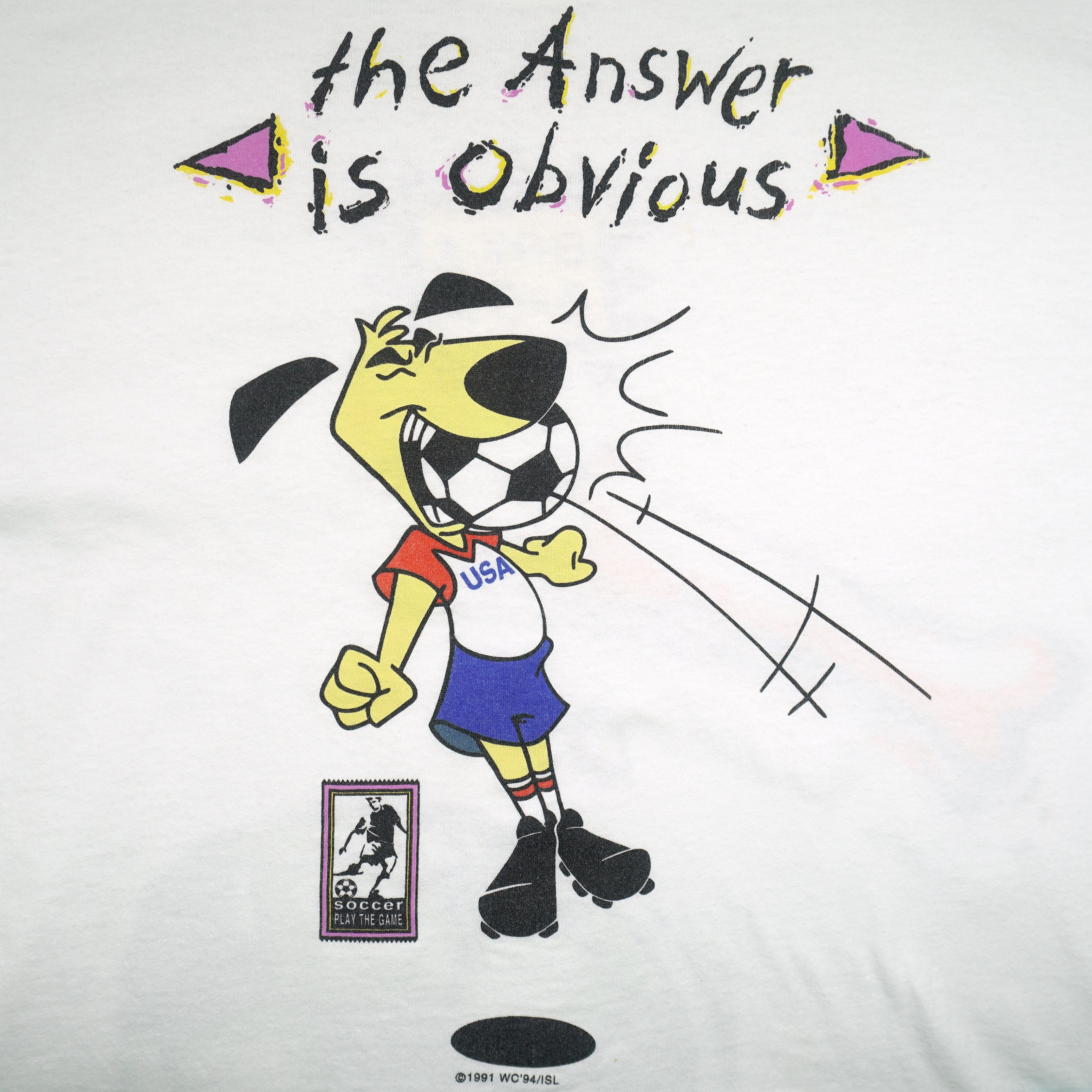 Vintage - USA Soccer World Cup Mascot T-Shirt 1993 Large Vintage Retro