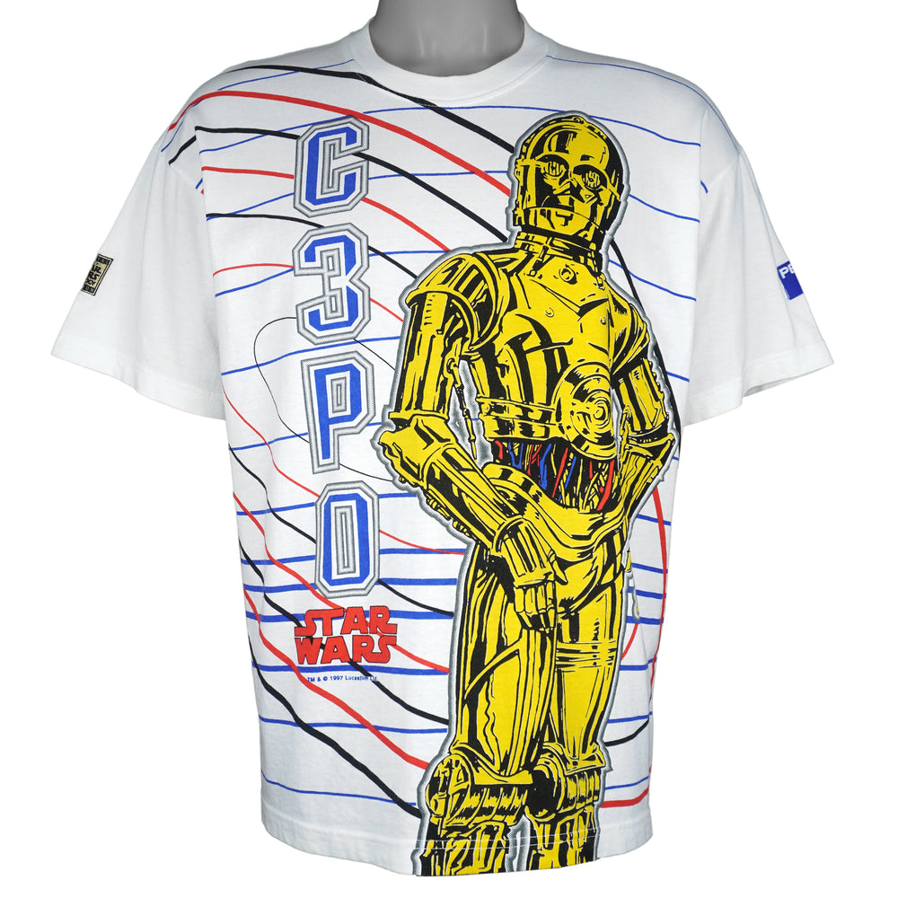 Vintage - Star Wars C-3PO X Pepsi T-Shirt 1997 Medium Vintage Retro