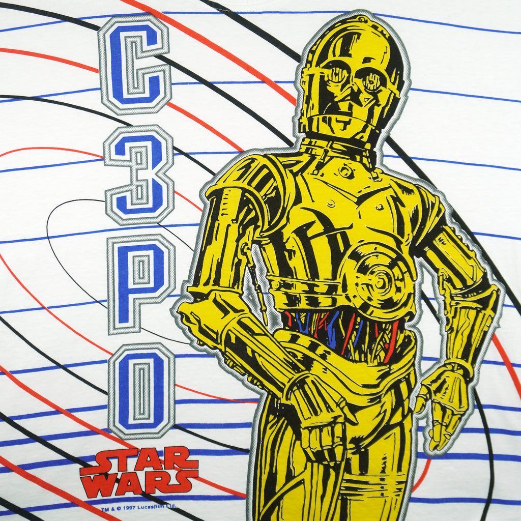 Vintage - Star Wars C-3PO X Pepsi T-Shirt 1997 Medium Vintage Retro