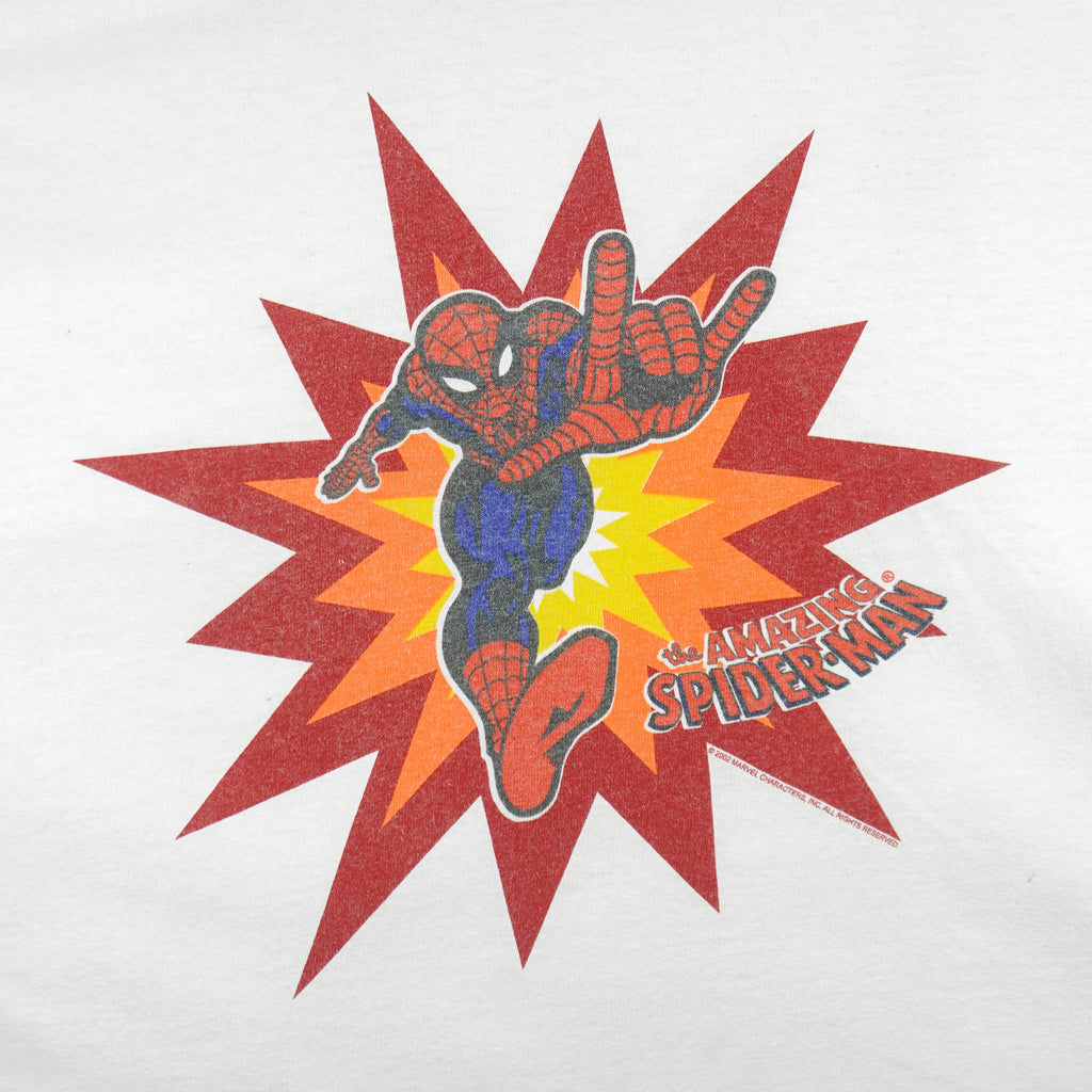 Marvel -White Spiderman T-Shirt 2002s Large Vintage Retro