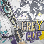 CFL (Woody Sports) - Winnipeg Grey Cup All Over Print T-Shirt 1991 Large Vintage Retro Football