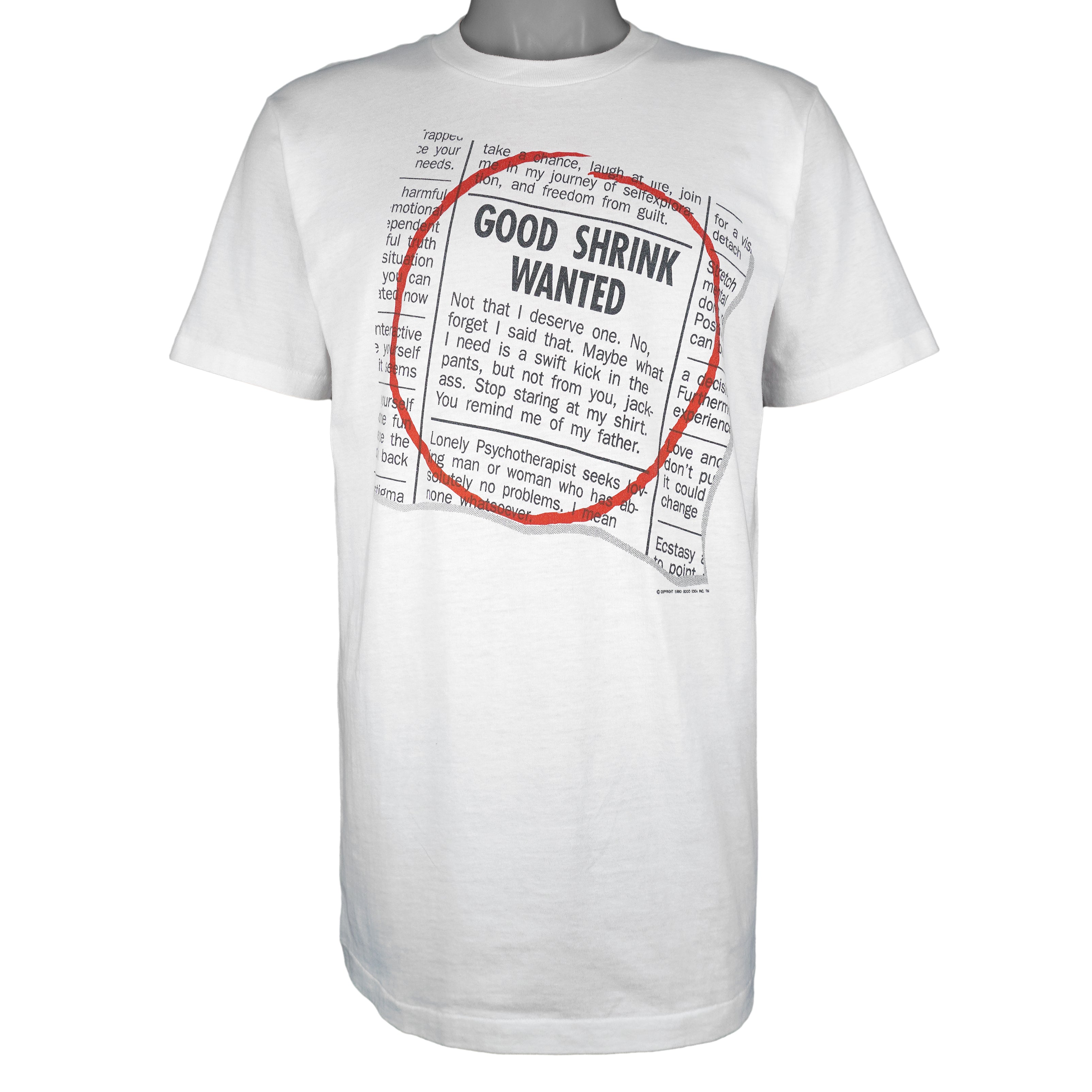 Vintage (Oneita) - Good Shrink Wanted Single Stitch T-Shirt 1990 Large Vintage Retro