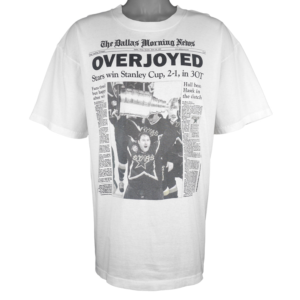 NHL - Dallas Stars Stanley Cup Champions Front Pages T-Shirt 1999 X-Large Vintage Retro Hockey