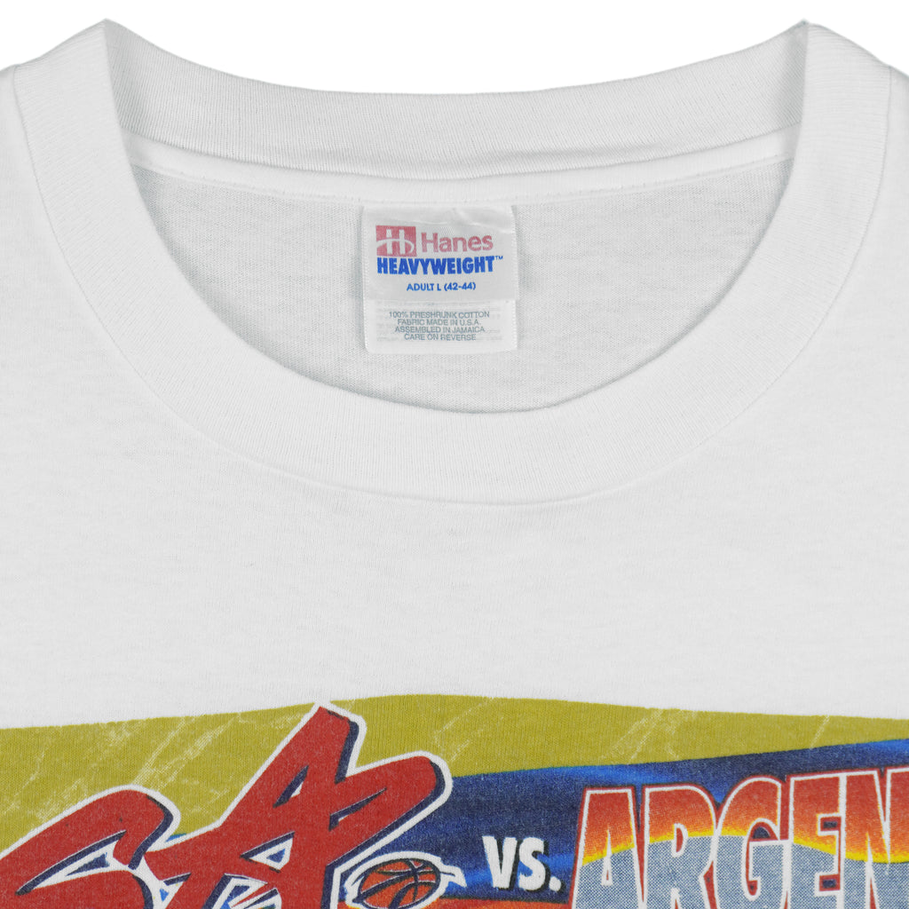 NBA (Hanes) - Dream Team USA Vs Argentina Basketball Olympic Game T-Shirt 1996 Large Vintage Retro Basketball