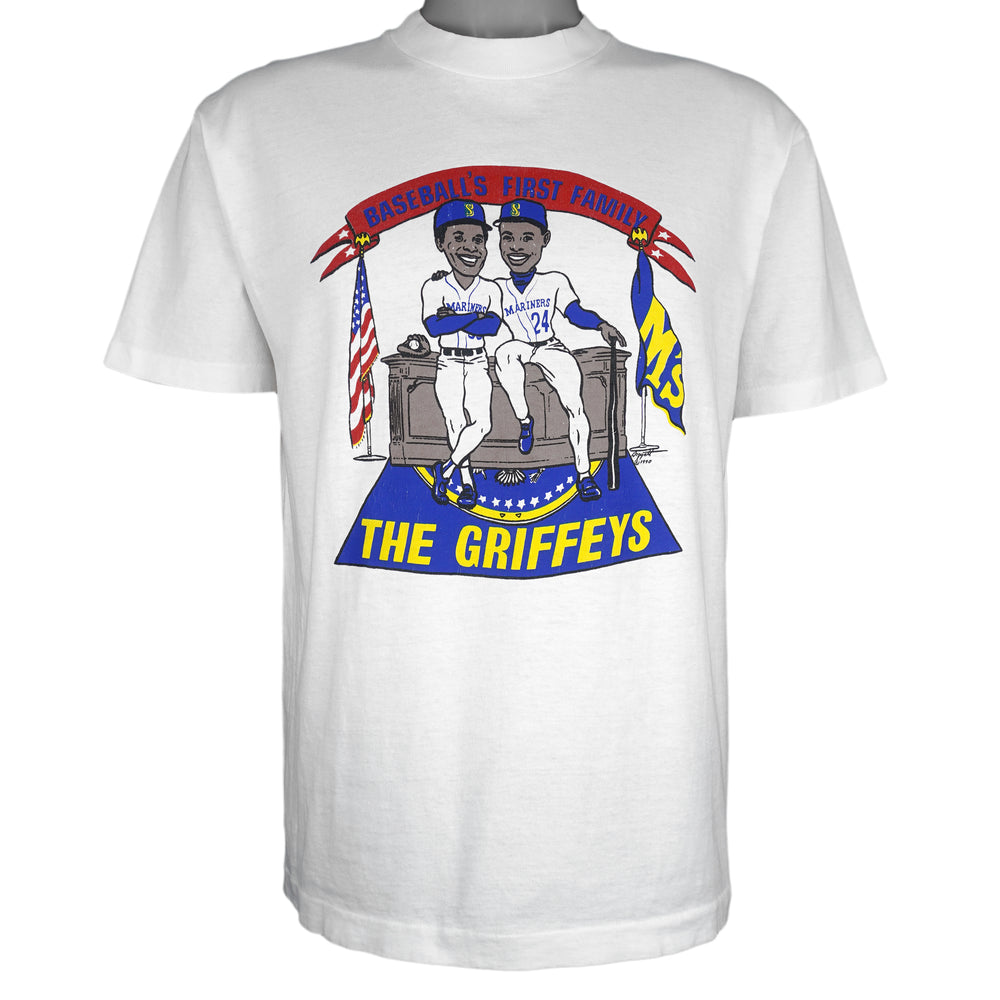 MLB (Trench) - Seattle Mariners The Griffey’s T-Shirt 1990 Large Vintage Retro Baseball