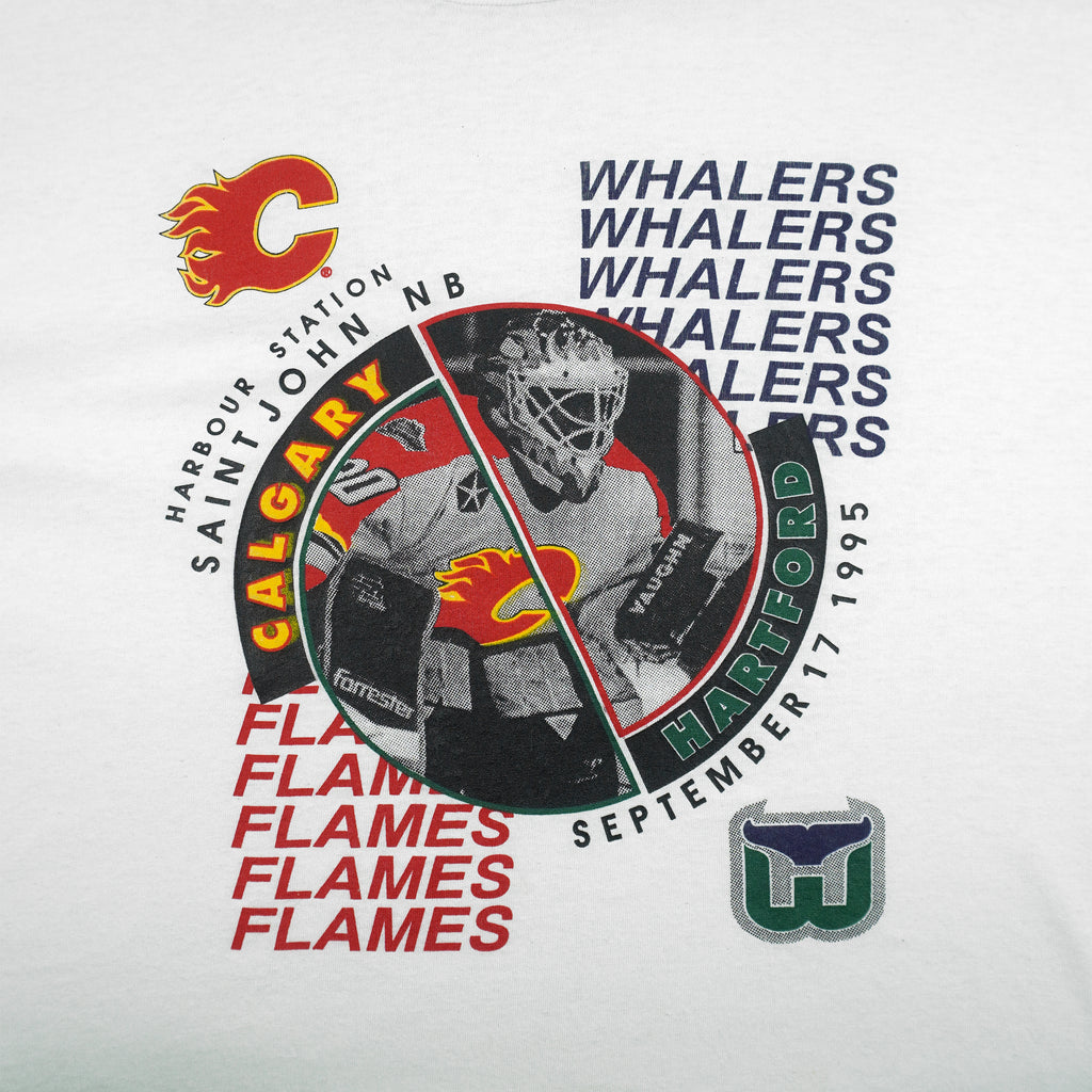 NHL - Calgary Flames VS Hartford Whalers Matchup T-Shirt 1995 X-Large Vintage Retro Hockey