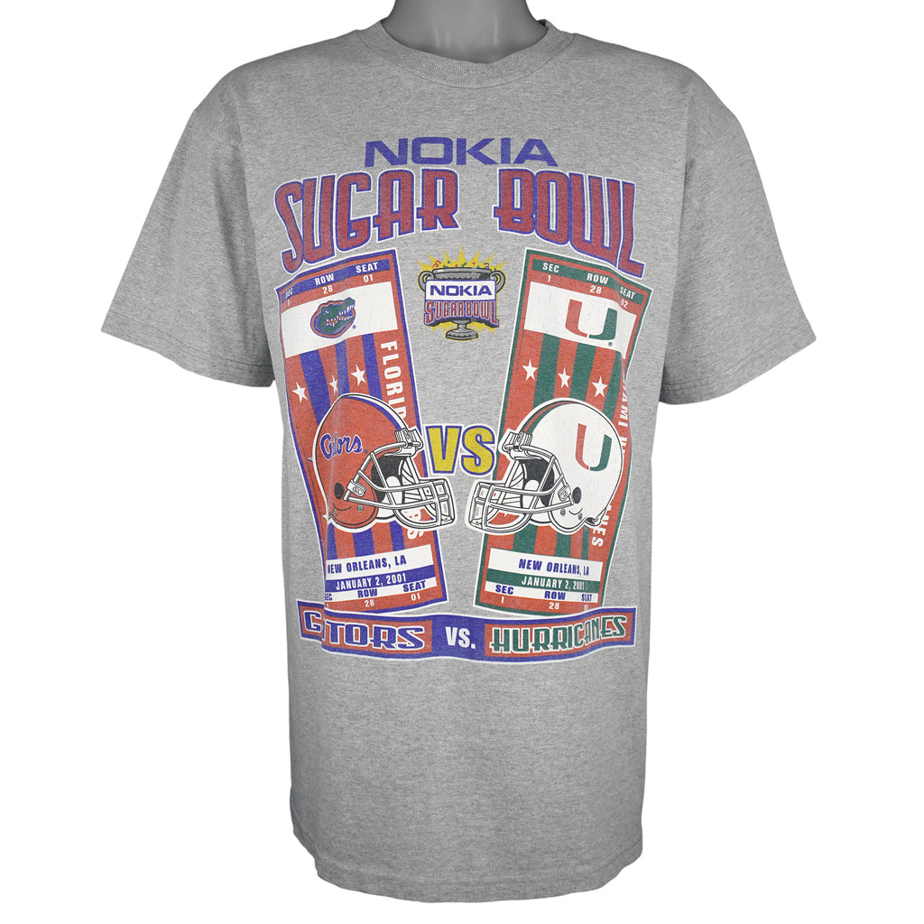 NCAA - Gators Vs Hurricanes Nokia Sugar Bowl Champions T-Shirt 2001 Large Vintage Retro