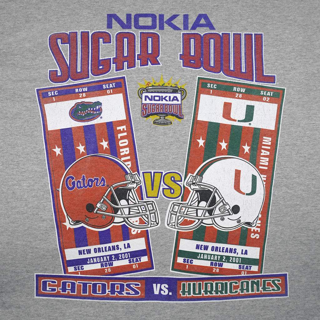 NCAA - Gators Vs Hurricanes Nokia Sugar Bowl Champions T-Shirt 2001 Large Vintage Retro