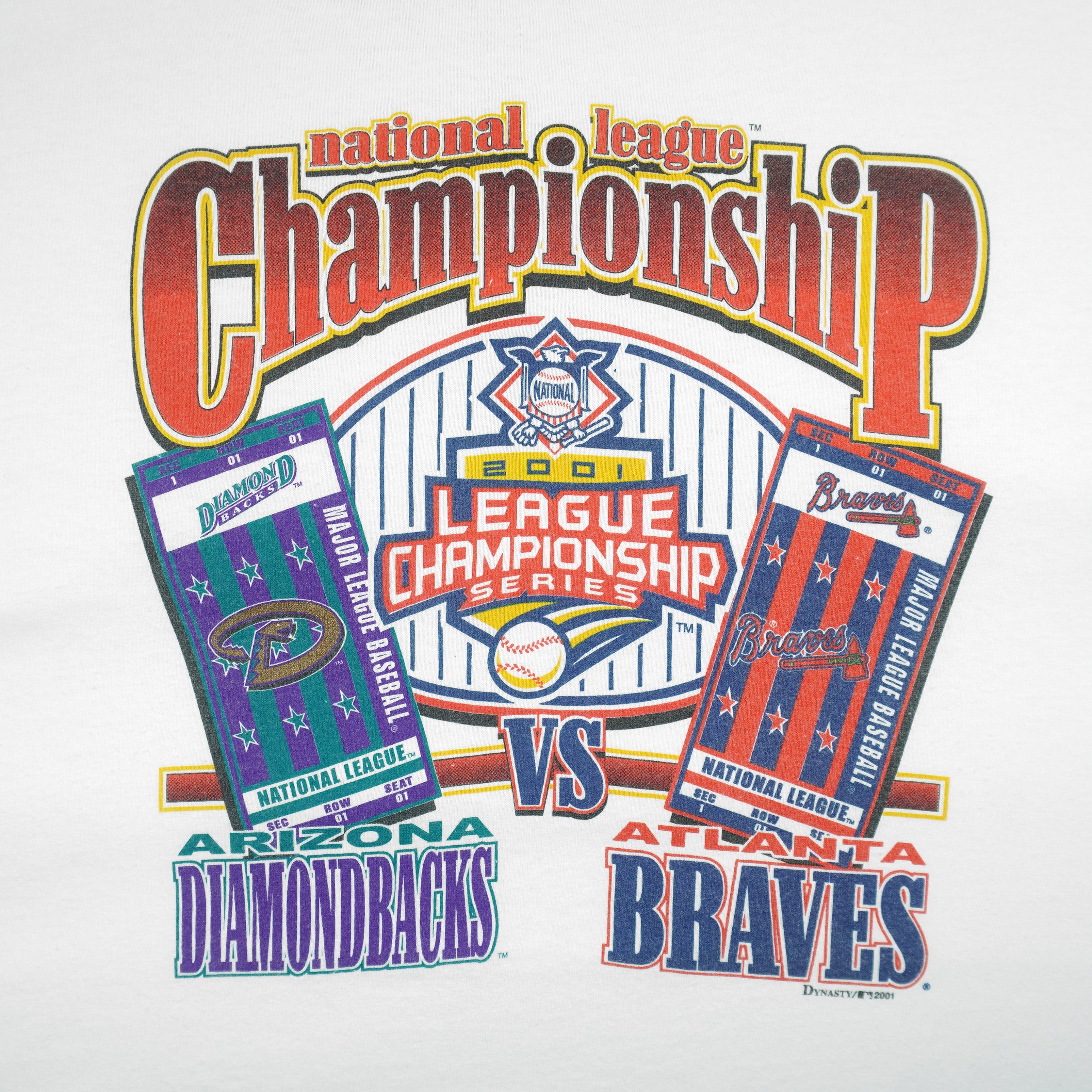 MLB (Dynasty) - Braves VS Diamondbacks Matchup T-Shirt 2001 XX-Large Vintage Retro Baseball