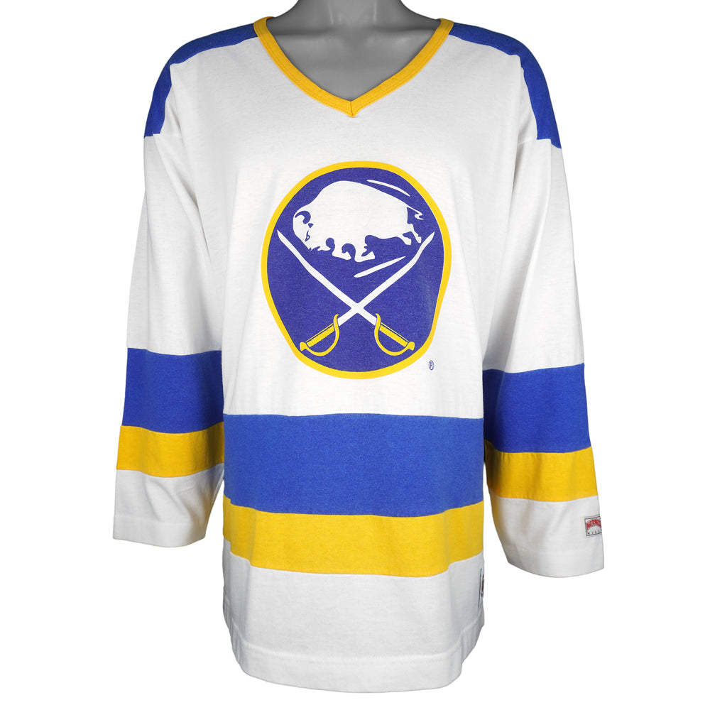 NHL (Nutmeg) - Buffalo Sabres La Fontaine #16 Spell-Out Jersey 1990s Large Vintage Retro Hockey