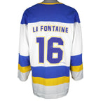 NHL (Nutmeg) - Buffalo Sabres La Fontaine #16 Spell-Out Jersey 1990s Large Vintage Retro Hockey