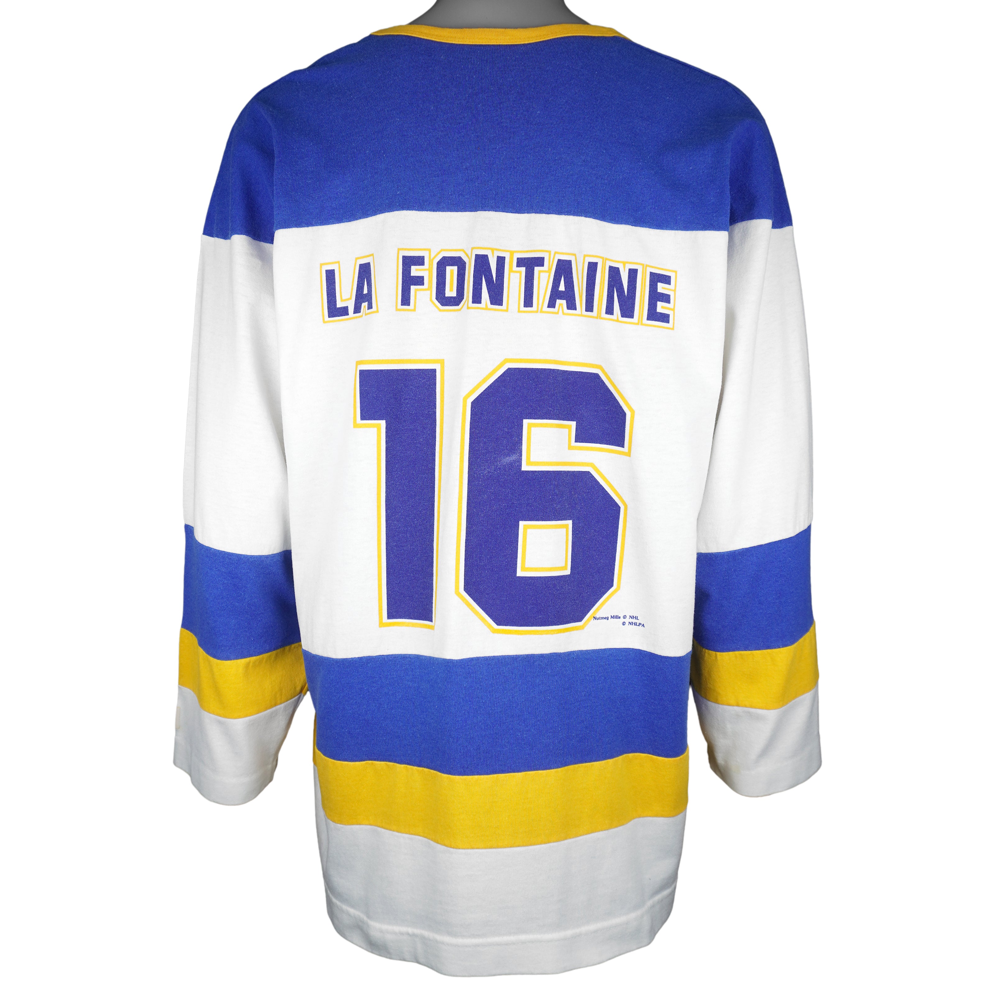 NHL (Nutmeg) - Buffalo Sabres La Fontaine #16 Spell-Out Jersey 1990s Large Vintage Retro Hockey