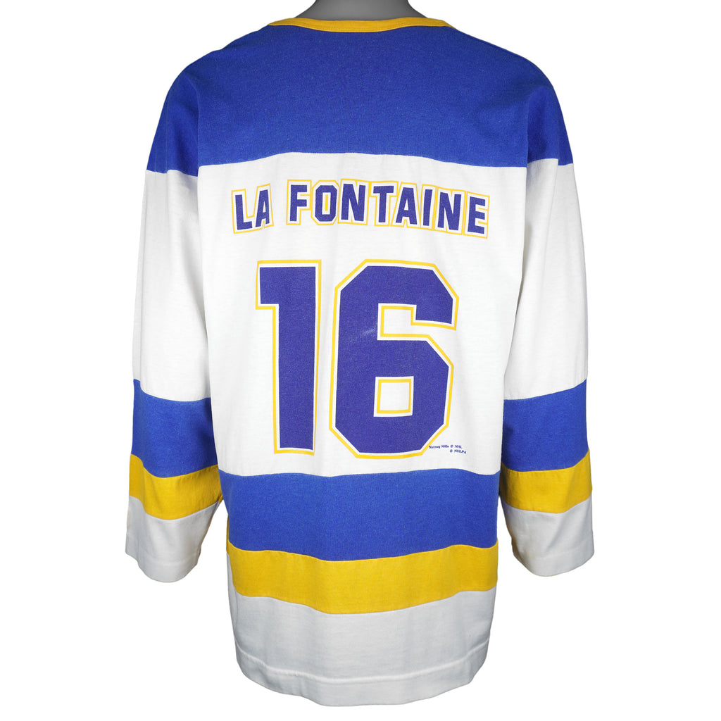 NHL (Nutmeg) - Buffalo Sabres La Fontaine #16 Spell-Out Jersey 1990s Large Vintage Retro Hockey