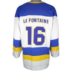 NHL (Nutmeg) - Buffalo Sabres La Fontaine #16 Spell-Out Jersey 1990s Large Vintage Retro Hockey