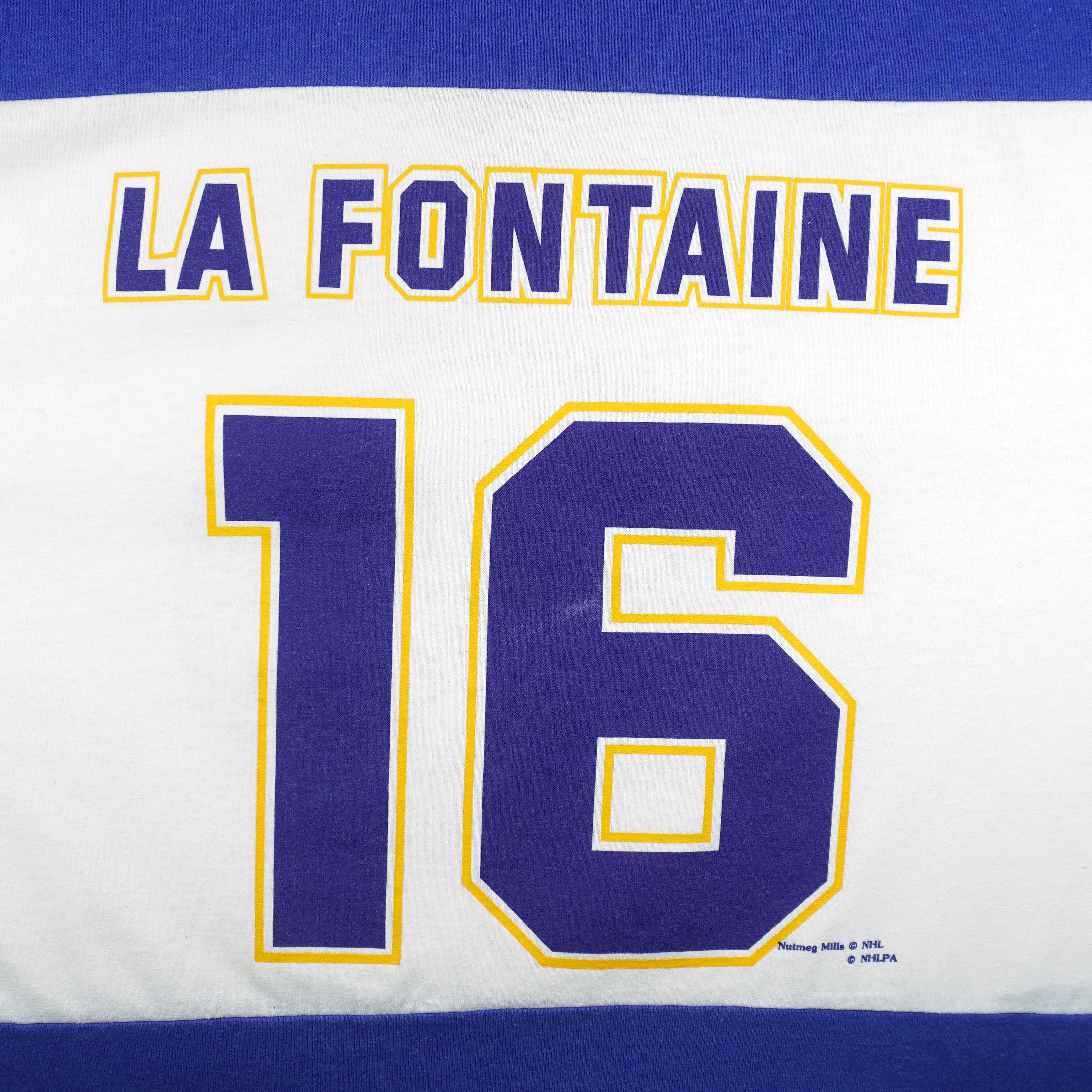 NHL (Nutmeg) - Buffalo Sabres La Fontaine #16 Spell-Out Jersey 1990s Large Vintage Retro Hockey