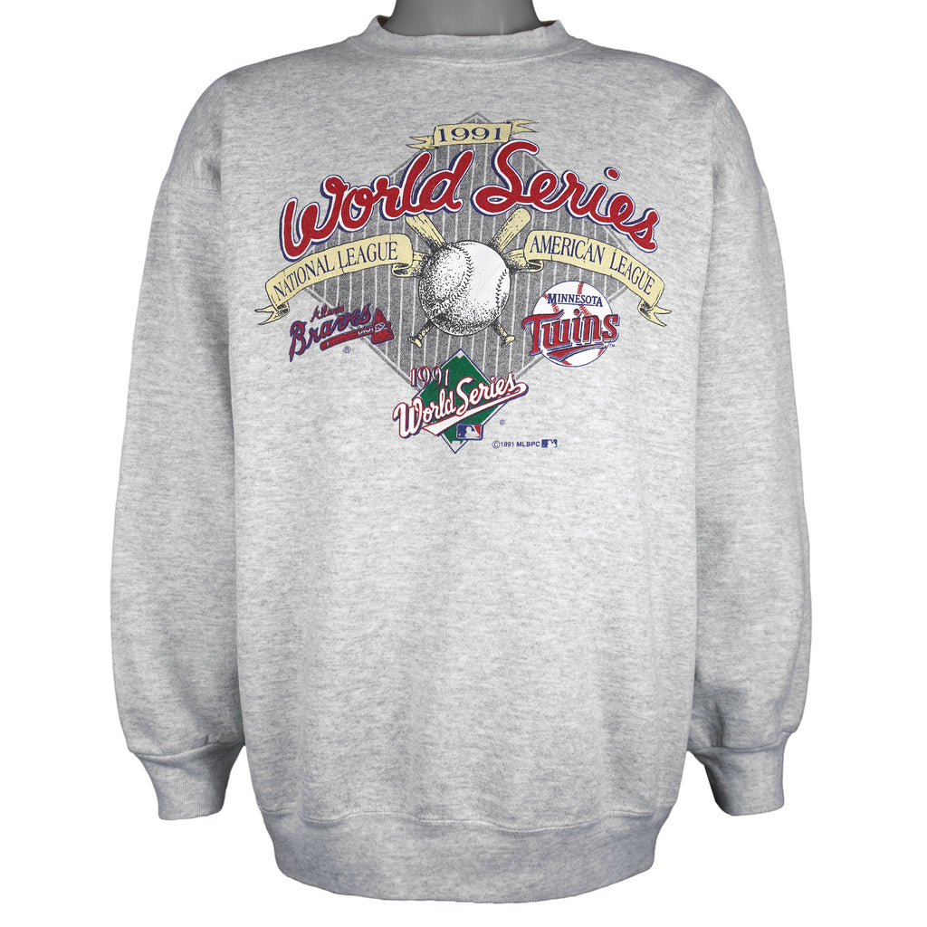 MLB (Tultex) - Braves VS Twins World Series Sweatshirt 1991 XX-Large Vintage Retro Baseball