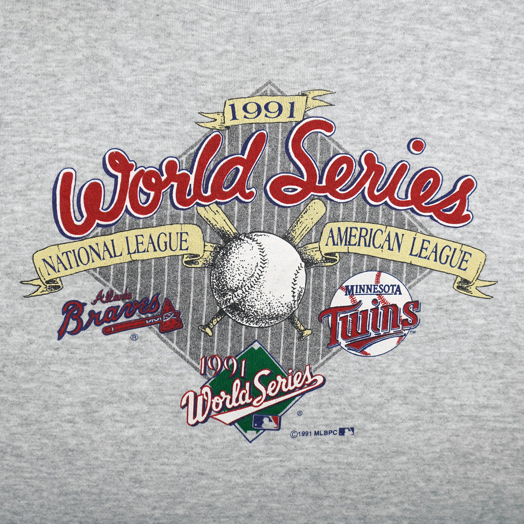 MLB (Tultex) - Braves VS Twins World Series Sweatshirt 1991 XX-Large Vintage Retro Baseball
