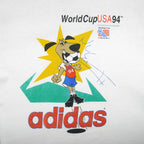 Adidas - World Cup USA 94 Mascot Spell-Out T-Shirt 1994 Medium Vintage Retro