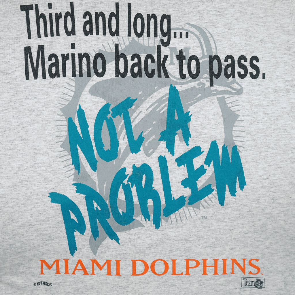 NFL (Nutmeg) - Miami Dolphins Not A Problem Spell-Out T-Shirt 1990s Large Vintage Retro Football