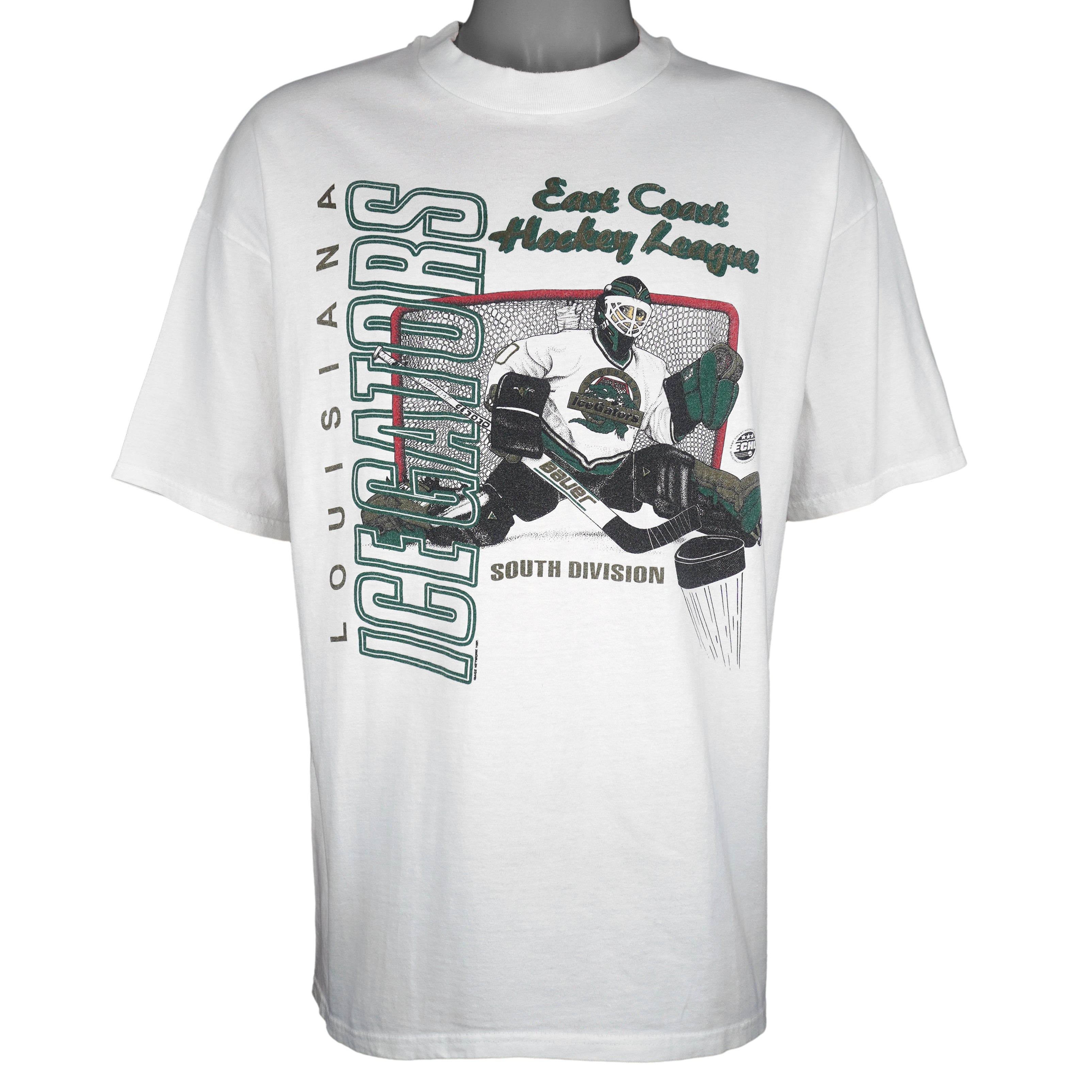 NHL (Hanes) - Louisiana IceGators Hockey T-Shirt 1996 X-Large Vintage Retro Hockey