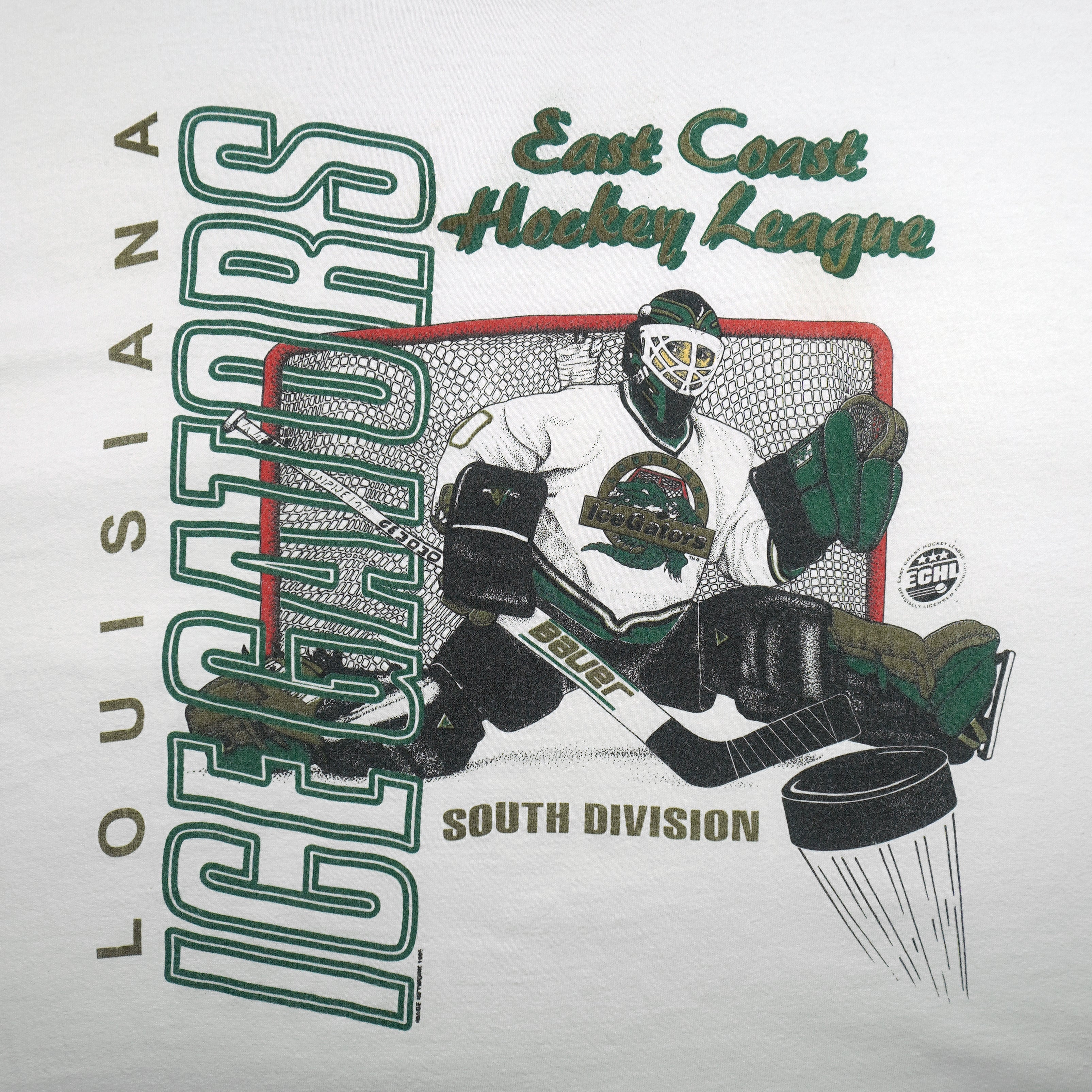 NHL (Hanes) - Louisiana IceGators Hockey T-Shirt 1996 X-Large Vintage Retro Hockey
