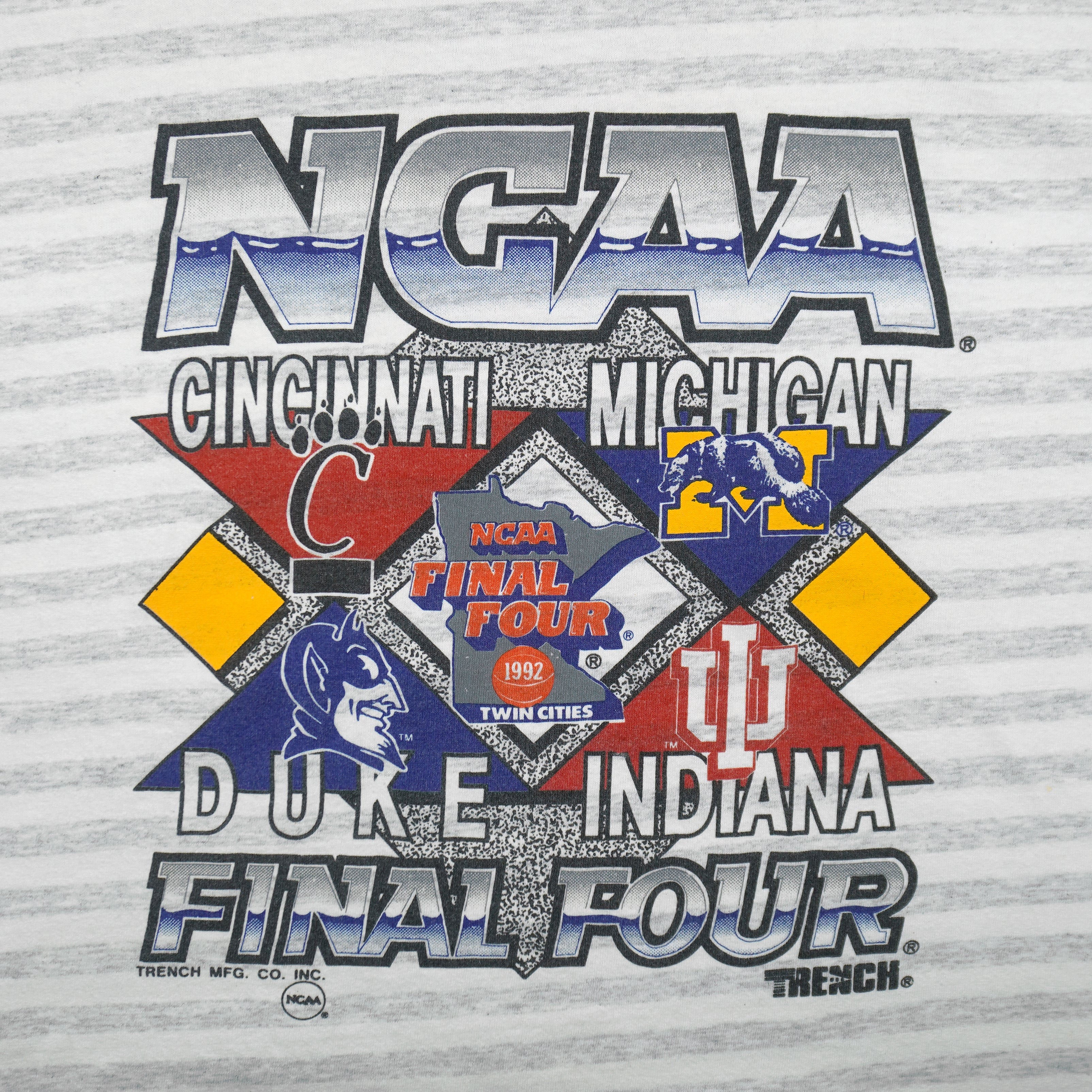 NCAA (Trench) - Final Four Basketball Indiana, Michigan, Duke & Cincinnati 1992 Large Vintage Retro