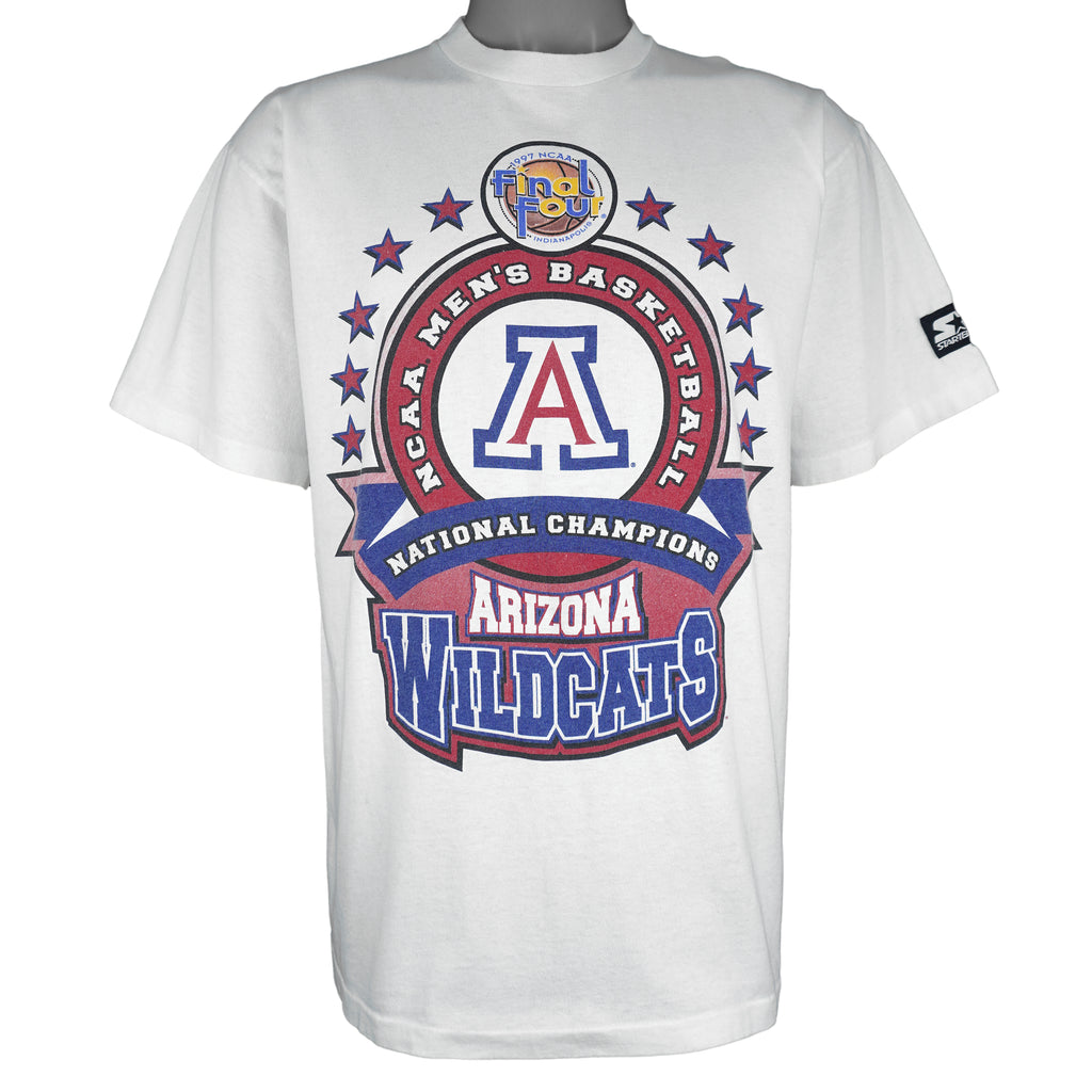 Starter - NCAA Arizona Wildcats Basketball Final Four Champions T-Shirt 1997 Large Vintage Retro